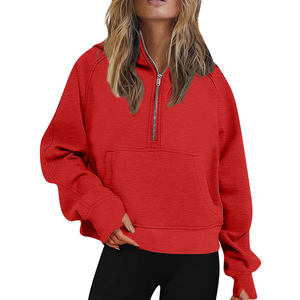 Nouvelle Arrivée 2026 – Sweat-shirt à Col Montant Demi-Zip pour Femme, Couleur Tan, Logo Personnalisé, Anti-Plis et Respirant - Product Image 1