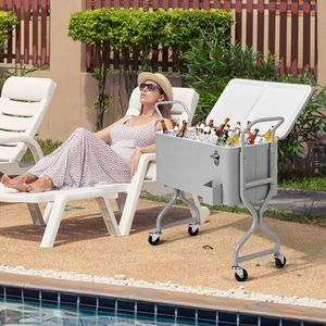 80 Quart Outdoor <b>Rolling</b> Cooler <b>Box</b> with Wheels for Backyard Deck Patio Beverage Storage - Product Image 5
