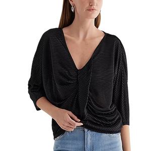 2024 camiseta informal de manga corta con cuello en V de alta calidad para mujer con decoración de botones, gran oferta de verano asequible - Product Image 1