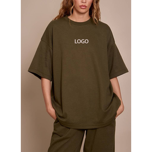 High Quality Spandex Polyester Jersey Print Embroidered Logo Short Sleeved <b>Top</b> Drop Shoulder Round Neck Women T Shirt - Product Image 4