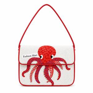 Sac à bandoulière à rabat rayé perlé avec broderie de homard, fait main, tendance, pour usage quotidien - Product Image 3