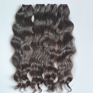 Paquets de cheveux humains ondulés de qualité cambodgienne vierge crue, paquets de cheveux en vrac de trame en machine vierge crue de temple, cheveux vierges indiens bruts - Product Image 4