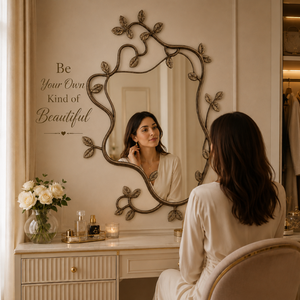 Luxury Nature Inspired Wall Mirror Decorative Leaf Branch <b>Metal</b> <b>Frame</b> Mirror Artistic Organic Shape Accent Mirror for Home,Hotel - Product Image 5