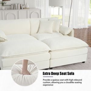 Divano Modulare Cloud con Seduta Profonda, 2 Pouf e Cuscini Morbidi, Combinazione Fai-da-Te per Soggiorno, Divanetto per Appartamento - Product Image 2