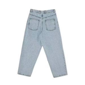 Jeans Personalizados para Hombre, 100% Algodón, Azul Claro, Cintura Media, Corte Recto, Lavado, Estilo Holgado, Talla Grande - Product Image 2