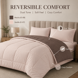 250 GSM Mocha Vanilla Dual Tone Reversible Microfiber Comforter Soft Cozy <b>Bedding</b> | Lightweight All Season <b>Quilt</b> for Bedroom Use - Product Image 6