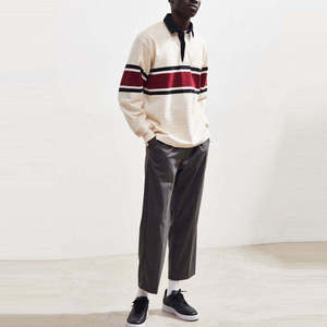 Men's Long Sleeve Knitted Polo Shirt Striped Color Blocked Casual Regular Fit - Product Image 5