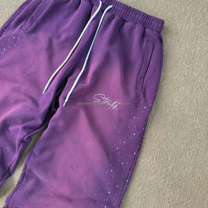 Custom Men's <b>Vintage</b> <b>Trousers</b> with Rhinestones Wide Leg Distressed Flared Sweatpants Comfortable Flare Pant Style - Product Image 3