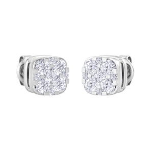 Élégantes boucles d'oreilles clous carrées en or blanc avec diamants, tendance, pour femme, style Ice Out Bling Cluster, bijoux cadeau, vente en gros - Product Image 3