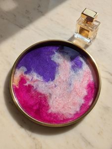 Handmade Resin <b>Tray</b> – Pink Purple Marble <b>Vanity</b> Organizer – Luxury Home Decor - Product Image 2