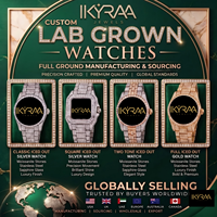 Montre de luxe en diamant de laboratoire, style Hip Hop Ice Out, en acier inoxydable, pour homme, usage quotidien, bracelet en caoutchouc, fournisseur d'usine personnalisé
