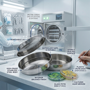 Boîte de Petri en acier inoxydable de qualité médicale, robuste, réutilisable et stérilisable, avec couvercle, vente en gros d'usine - Product Image 3