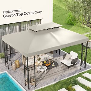 Telo di Ricambio Moderno a 2 Livelli con Protezione UV per Gazebo da Giardino/Patio 13x10ft, Bianco Crema, per Applicazioni in Cortile - Product Image 2