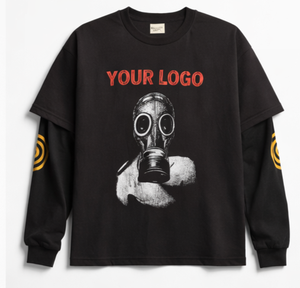 เสื้อยืดแขนยาวคู่แบบสั่งทำพิเศษ ทรงโอเวอร์ไซส์ สไตล์สตรีทแวร์ ผ้าฝ้าย 100% โลโก้ด้านหน้า - Product Image 1