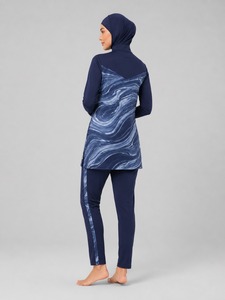 Ensemble burkini modeste de haute qualité pour femme, vêtements de plage de luxe, marque privée, bikini 2 pièces à coupe haute, imprimé sur le devant - Product Image 5