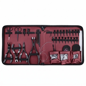Kit d'outils professionnels pour extensions de cheveux à micro-anneaux, pince à sertir les perles, outil de suppression, outil de pressage pour extensions à bandes, coupe-adhésif, crochet et boucle - Product Image 1
