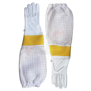 Guantes de apicultor, guantes protectores de cuero de cabra con malla para apicultura, equipo de apicultura, trabajo con abejas y miel - Product Image 1