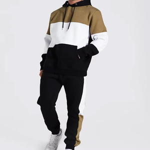 Survêtement à capuche pour homme, color-block, longueur intégrale, décontracté, pour l'automne, respirant, en polyester et coton, avec poches latérales - Product Image 1