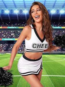 Tenues de pom-pom girl personnalisées en tissu respirant pour filles, ensembles de costumes de cheerleading pour jeunes, vêtements de déguisement pour femmes - Product Image 3