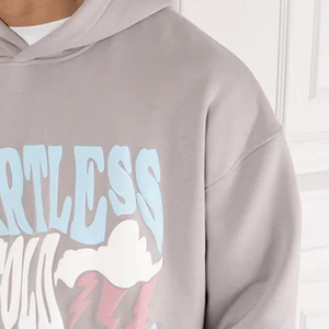 Sweat-shirts à capuche pour hommes entièrement personnalisables avec impression en relief, 100 % coton, légers, respirants, pour l'automne, manches longues, prix ajustable - Product Image 2