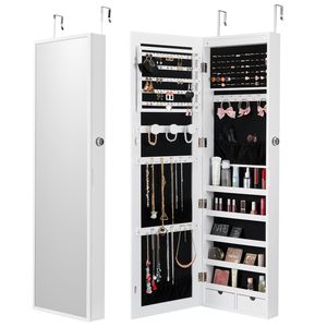 47.05 Inch Tall Lockable Jewelry Cabinet Armoire Full Length <b>Mirror</b> Jewelry Organizer Wall-Mounted <b>Door</b>-Jewelry - Product Image 1