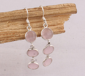 Pendientes de Cuarzo Rosa Natural, Plata de Ley 925, Estilo Victoriano Vintage, Pendientes Colgantes con Piedras Preciosas Rosas, Joyería al por Mayor - Product Image 4