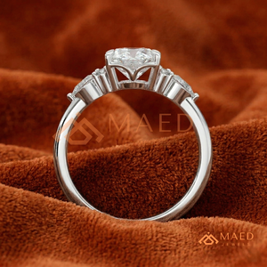 Bague en argent 925 avec moissanite taille ovale et accent feuille, bague de fiançailles élégante, bijoux de mariée pour femme, cadeau - Product Image 3