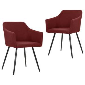 Ensemble de 2 chaises de salle à manger rouge vin en tissu 100% polyester avec structure en métal - Product Image 1