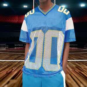 Custom Printed <b>Short</b> Sleeve American Football Jersey <b>Mesh</b> Polyester Streetwear with Moisture-Wicking & Breathable Features - Product Image 4