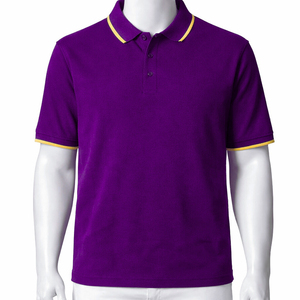 Chemise décontractée pour homme à manches courtes en jersey respirant, couleur unie, imprimée par transfert thermique, avec col et poignets contrastants, 180g - Product Image 1
