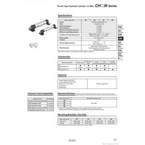 Cylindre hydraulique CHDML25-300 SMC Pneumatics - Product Image 1