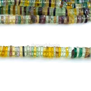 Cuentas facetadas de fluorita arcoíris natural en forma de disco de 5-6 mm, cuentas de piedras preciosas de fluorita multicolor en forma de disco para la fabricación de joyería. - Product Image 4