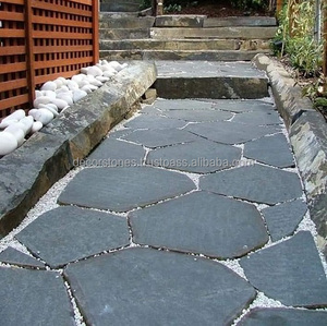 بازلت أسود هندي حديقة في الهواء الطلق حجم المناظر الطبيعية Hardscape ممر غير منتظم ممر عشوائي Pavers مجنون - Product Image 2