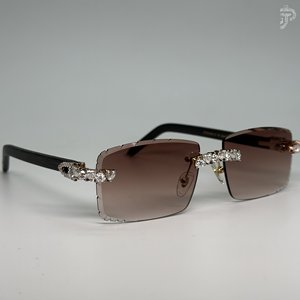 Lunettes de soleil classiques à verres marron, sertissage artisanal, diamants taille cœur, style Hip Hop, lunettes de créateur pour hommes et femmes, verre de luxe - Product Image 4