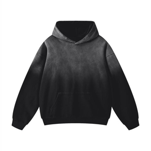 Men's Oversized Black Hooded Sweatshirt Cotton French Terry Casual Pullover <b>Hoodie</b> Solid Color Regular Fit Autumn Wear - Product Image 1