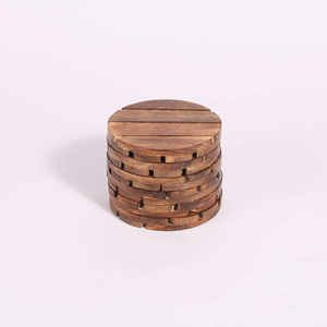 Designer Handcrafted Custom Classic Eco-Friendly Acacia <b>Wood</b> <b>Tea</b> Coaster <b>Set</b> Cute Round Pads - Product Image 2