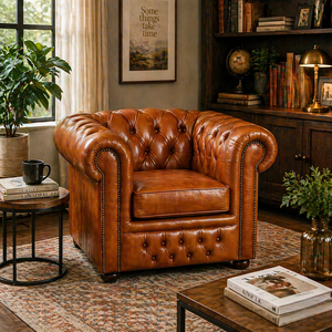Luxury Chesterfield Leather Armchair <b>Single</b> Seater Tufted <b>Sofa</b> Chair Vintage Brown Upholstered Living Room Furniture - Product Image 6