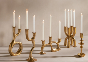Support de bougie vintage en laiton, centre de table décoratif moderne, décoration d'intérieur, article cadeau - Product Image 6