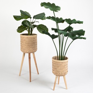 Handcrafted Flower <b>Plant</b> Holder with Wood Stand Leg Outdoor Party Decorations Sustainable Bamboo Planter Stands - Product Image 4