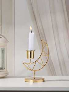 Support de Bougie Exclusif en Métal Doré en Forme de Lune, Décoration Moderne pour Table et Étagère, Très Vendu - Product Image 1