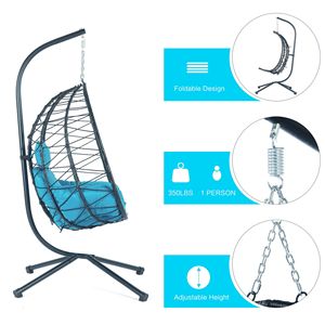 Sedia a sdraio per interni/esterni con cesto in vimini, sedia a dondolo, amaca per camera da letto, balcone, giardino - Product Image 5