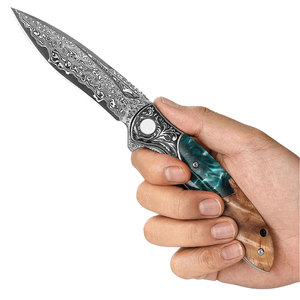 Handmade Damascus Steel Folding Knife Compact Pattern Steel Pocket <b>Tool</b> Outdoor <b>Camping</b> Hiking Fishing Travel Everyday Carry - Product Image 2