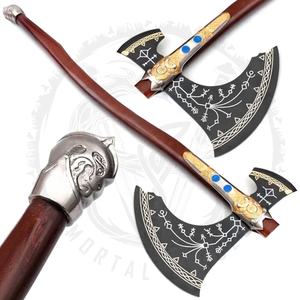 Hacha Leviatán de God of War, la más vendida, hecha a mano, con varilla grabada, de acero inoxidable, con diseño de hacha barbuda - Product Image 1