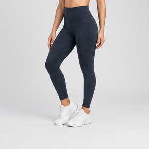 High Waist <b>Seamless</b> <b>Leggings</b> Full Length Solid Color Sporty Stretch Knitted Women's <b>Leggings</b> With 12% Spandex - Product Image 2