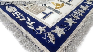 Tablier de Maître Ancien de la Loge Bleue, Qualité A, Or et Argent, Régalia Maçonnique Premium, Tablier de Loge Cérémoniel Maçonnique, Broderie à la Main - Product Image 5