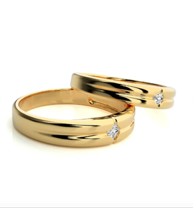 แหวนคู่เงินแท้ 925 ชุบทอง ประดับพลอยทรงสี่เหลี่ยม - Product Image 3