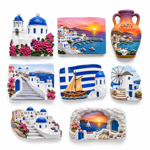 Aimant de réfrigérateur personnalisé en résine 3D, souvenir de <span class=keywords><strong>Santorin</strong></span>, Oia, Grèce, amphore en argile de Crète, aimants de voyage, autocollant pour réfrigérateur - Product Image 1