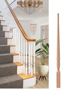 Componentes Decorativos de Madera de Álamo para Escaleras, Modernos y Elegantes, para Escaleras y Balcones, OEM ODM - Product Image 5