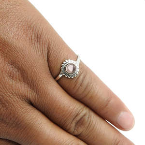 Exquisite Trendy Sunflower <b>Ring</b> Crafted From 925 Sterling Silver Fine Boho Jewelry With Brilliant Round Cut Rose <b>Quartz</b> Gemstone - Product Image 3