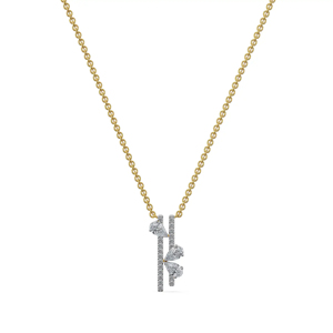 Women's 18K <b>Gold</b> Diamond <b>Pendant</b> Necklace Pear Cut Plant Design Luxury Link Chain Fine Jewelry - Product Image 1